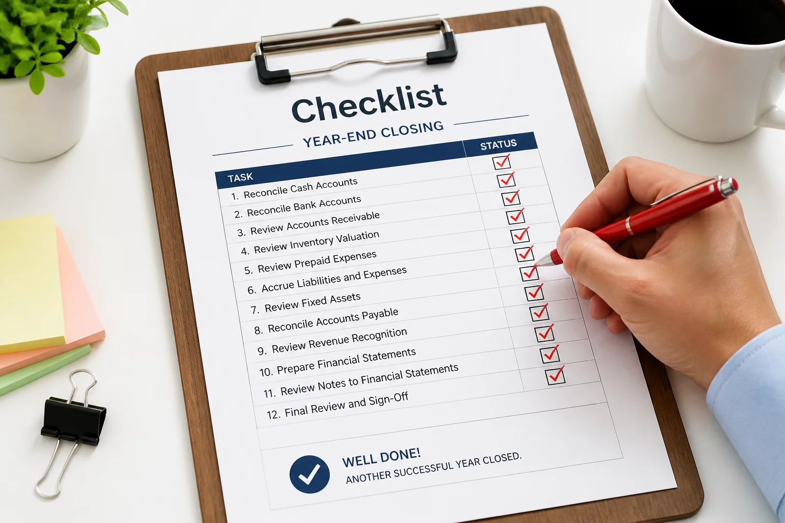 Year-End Financial Checklist review sheet